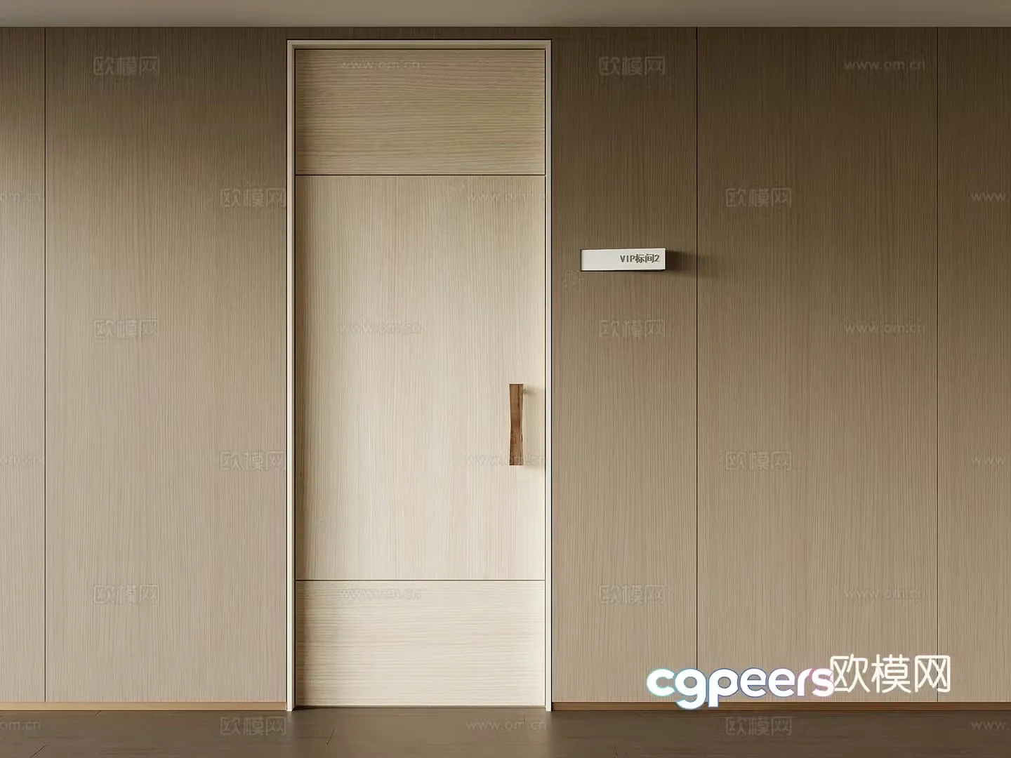 Single-open door modern hotel room door door 3d model