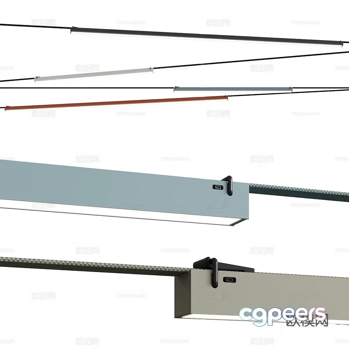 Modern minimalist linear skylight 3D model