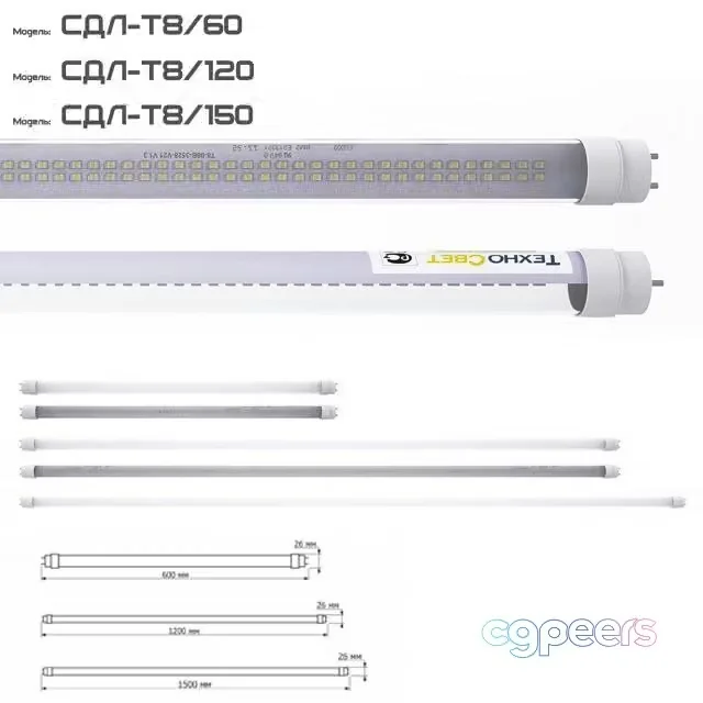 3ds Max Free – LED lamps with T8 SDL-G13 socket