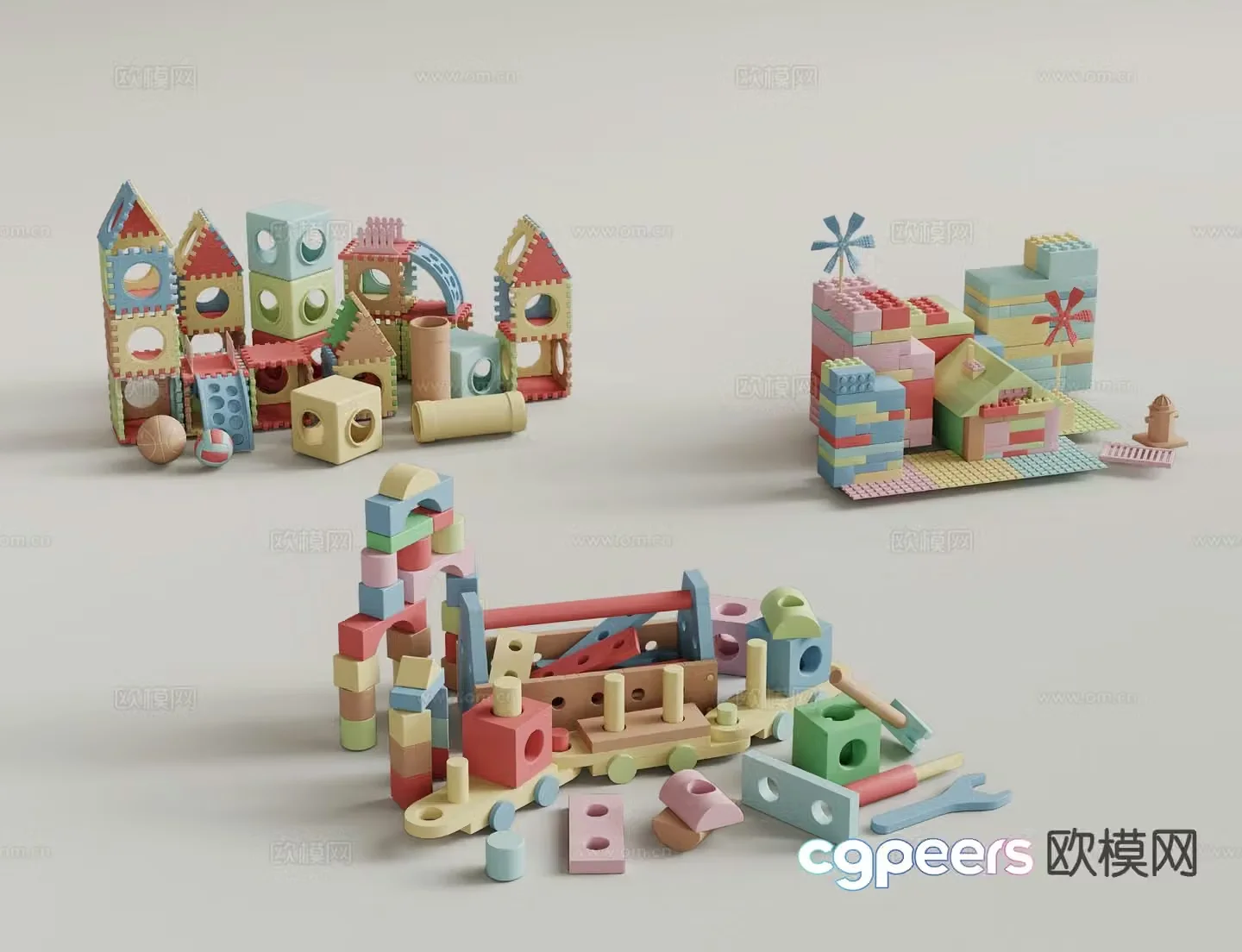 Modern children’s building block toys 3d model