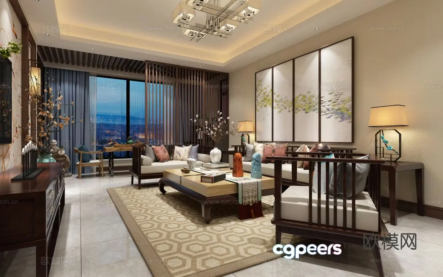 New Chinese style living room 3d model