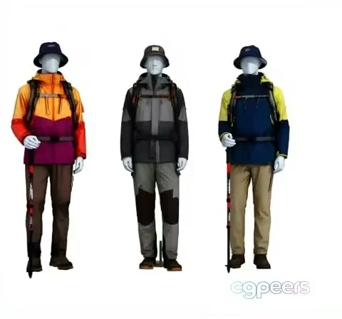 Two Mannequins Wearing Outdoor Clothing 3D Model – 21306 – VRAY Render