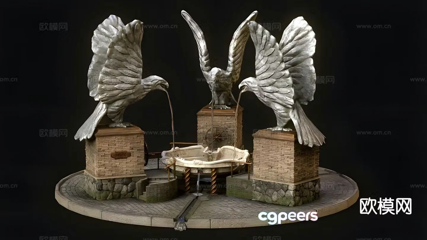 Eagle Snake Well Game Props Landscape Sculpture 3D Model