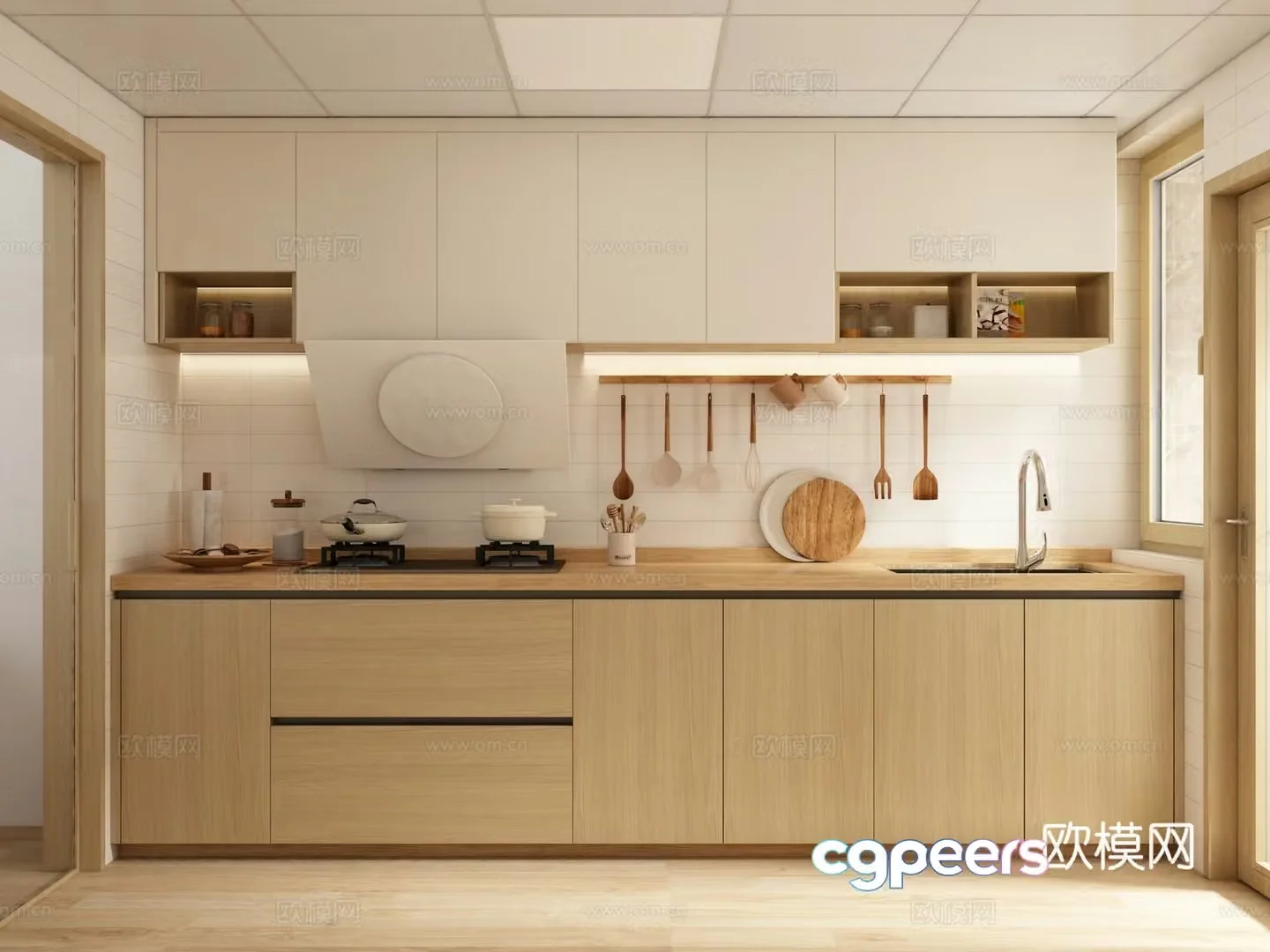 Log style kitchen cabinet 3d model