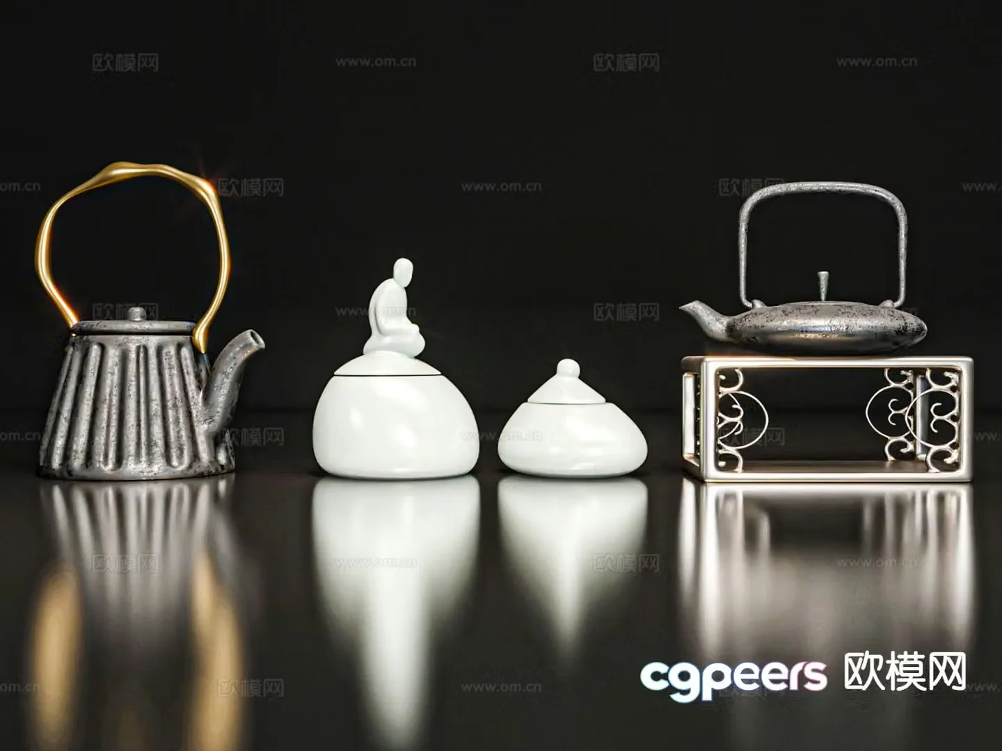 New Chinese style ornaments teapot 3D model