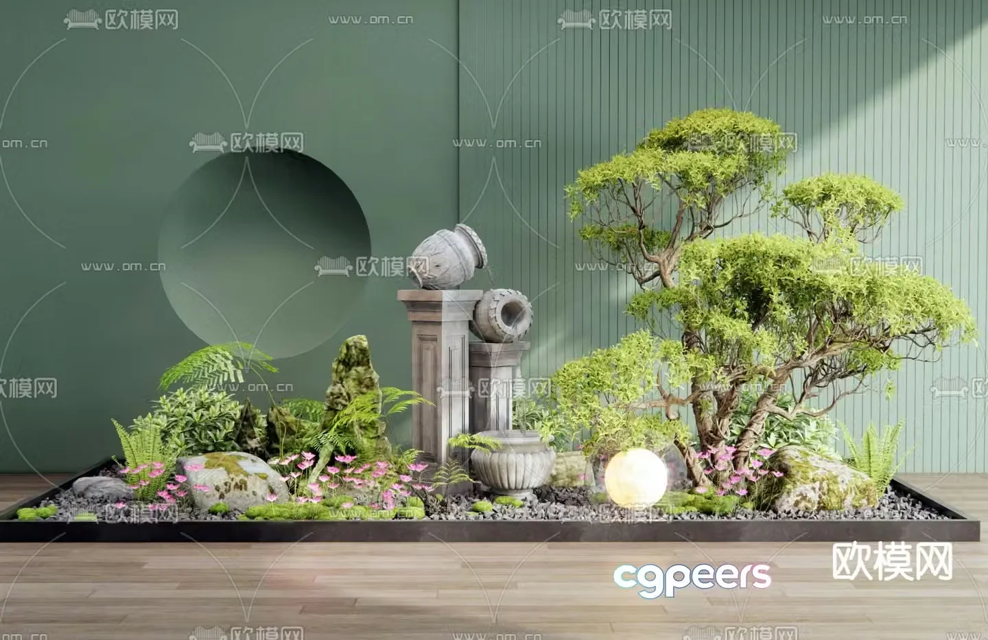 Indoor landscape plant landscaping plunge pool 3d model