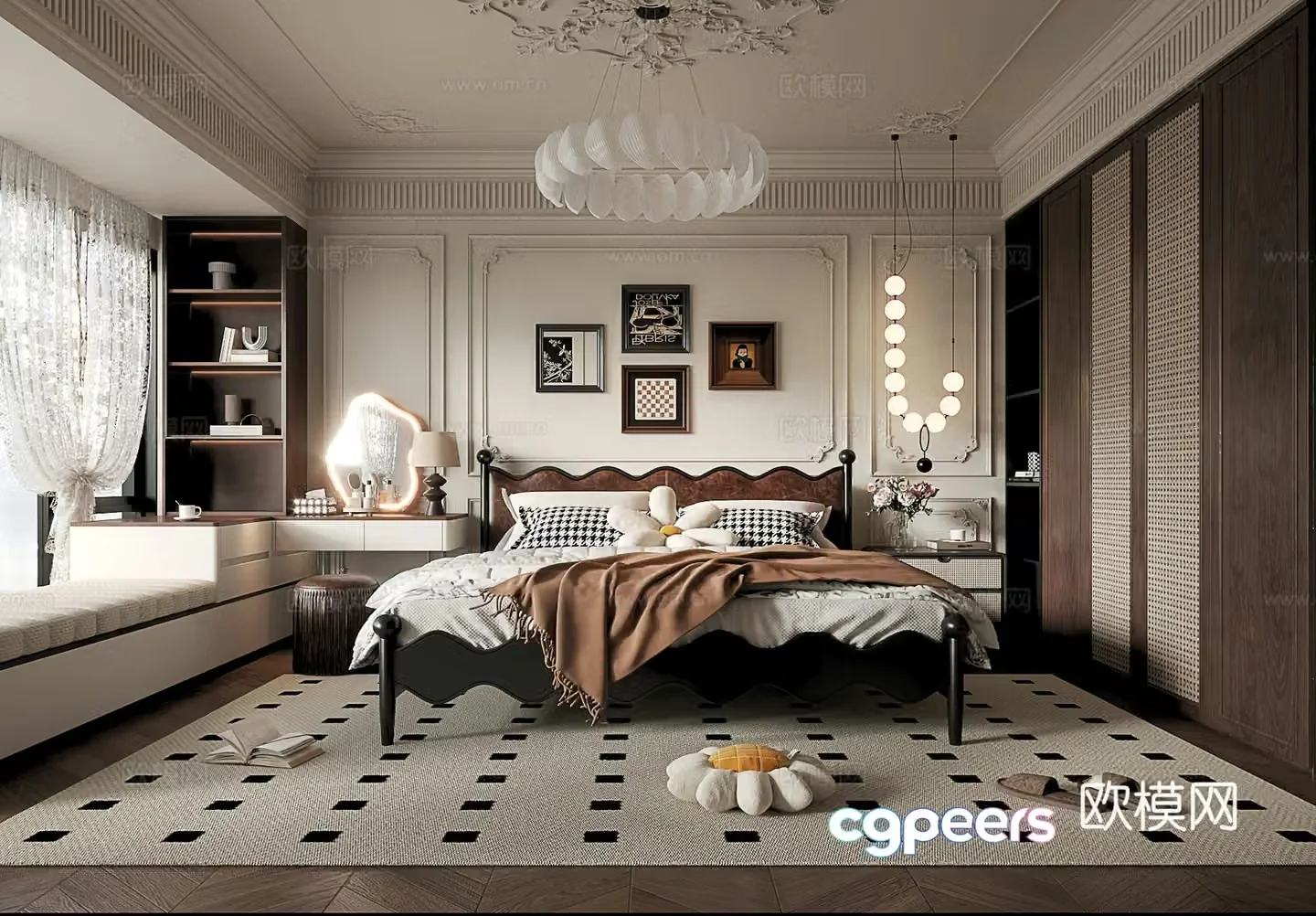 French retro master bedroom bedroom 3d model 3d model