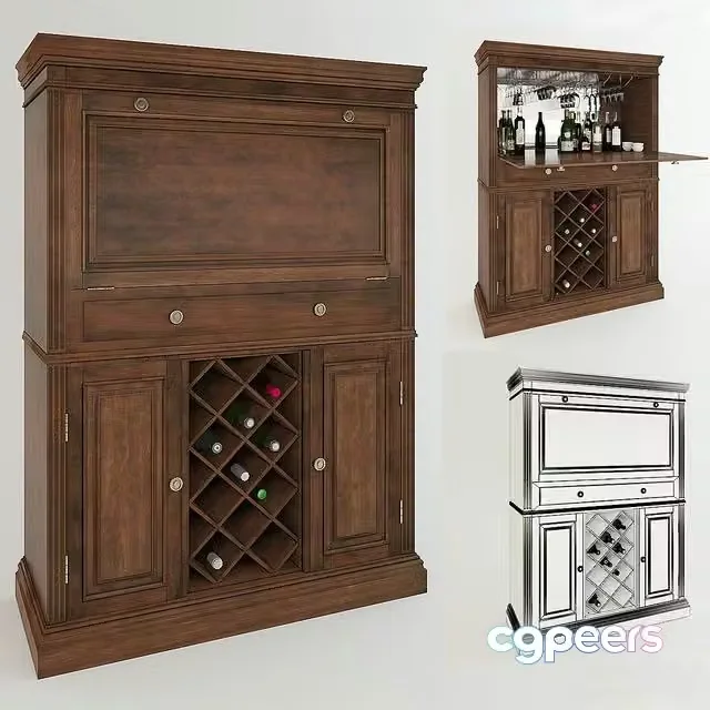 3ds Max Free – SENECA FALLS bar cabinet from Howard Miller