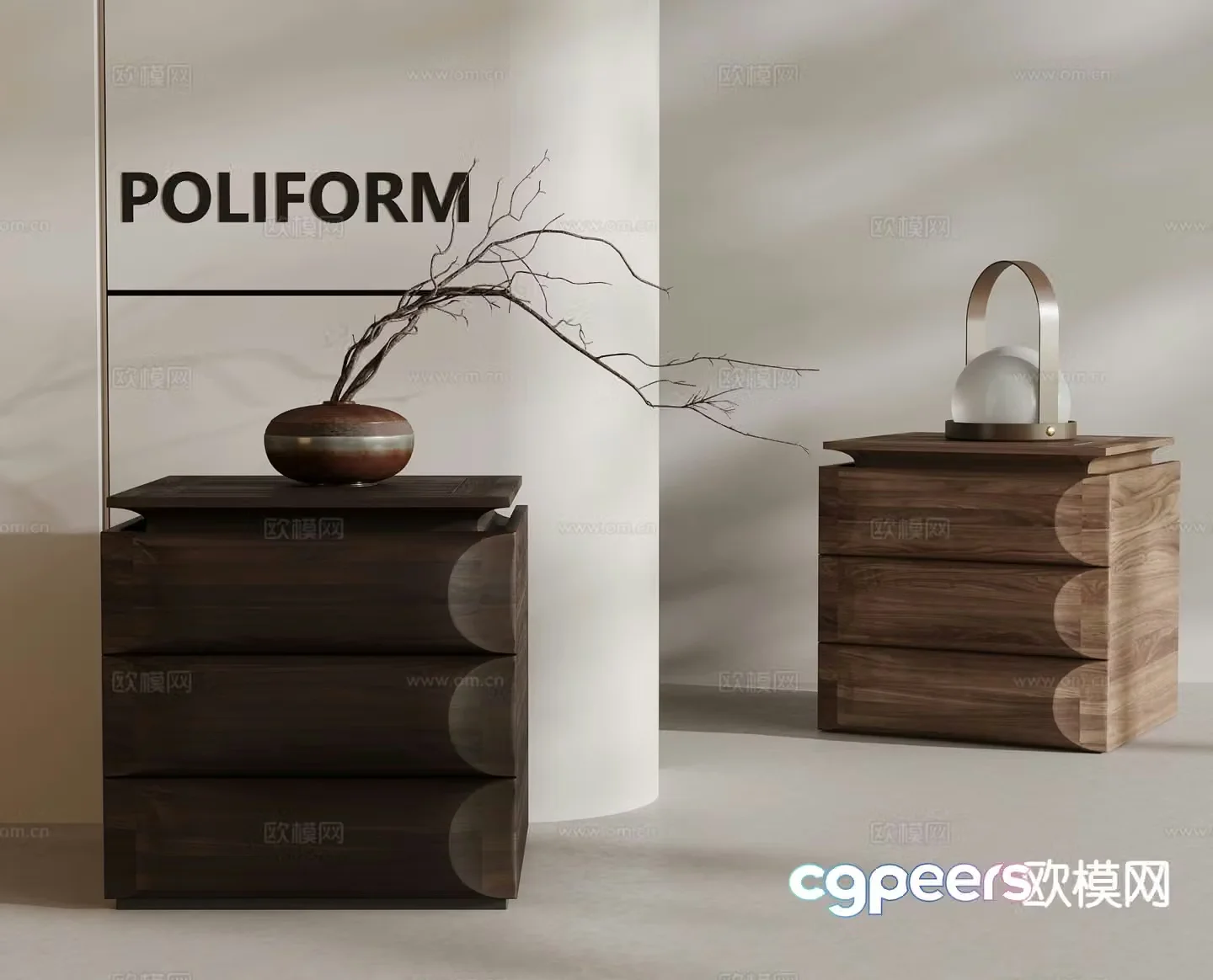 Medieval style bedside table 3d model