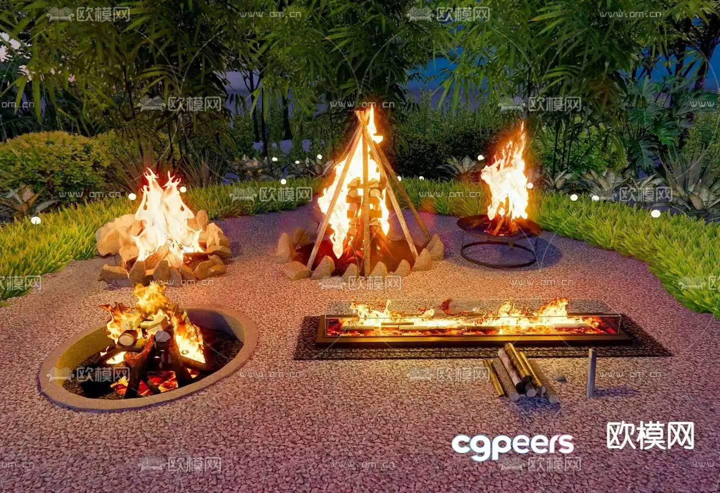 Outdoor bonfire courtyard brazier 3d model