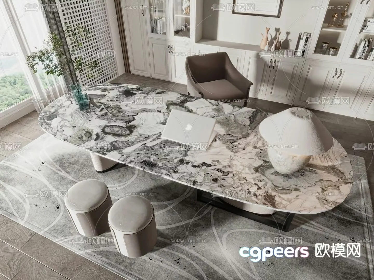 Marble desk desk desk 3d model