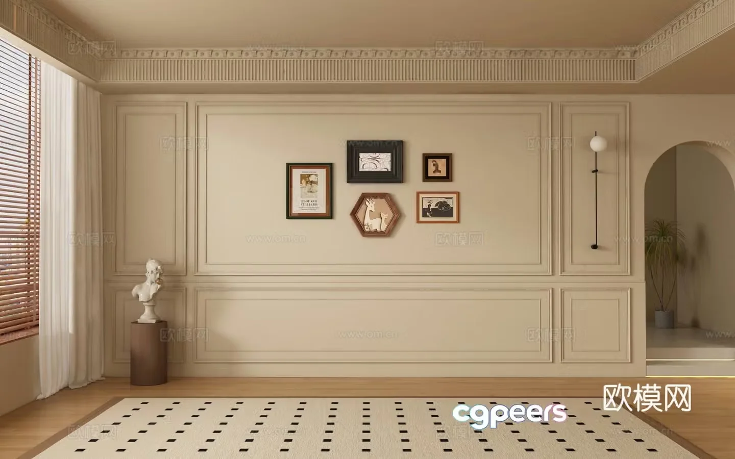 French sofa background wall 3d model