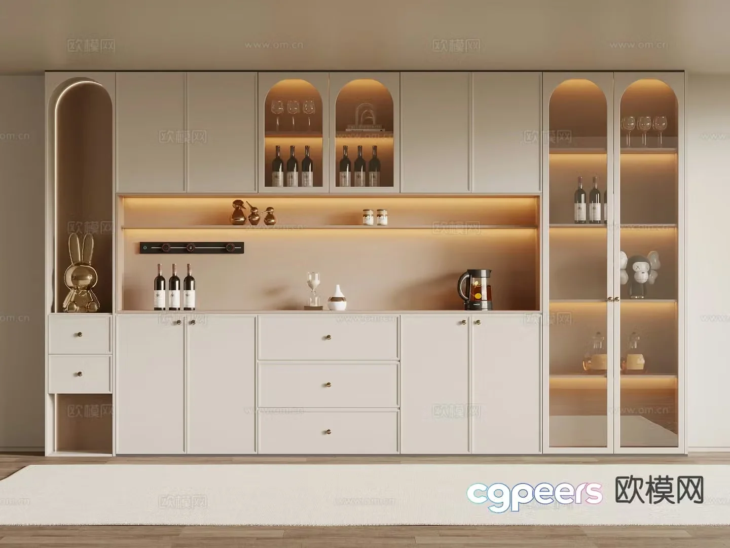 French wine cabinet sideboard 3d model