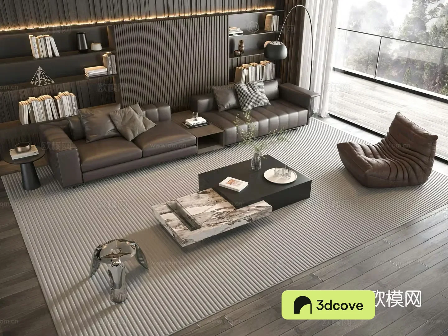 Minotti modern Italian sofa coffee table combination