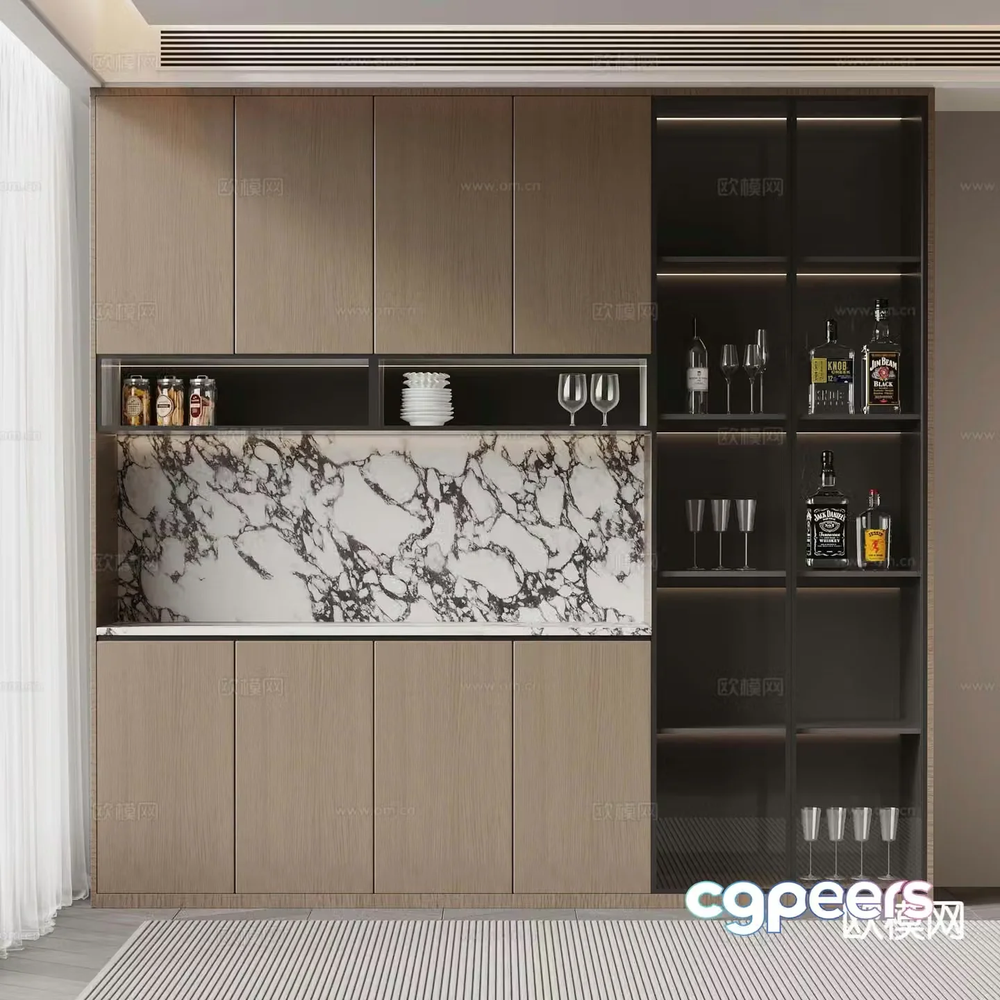 Italian wine cabinet sideboard 3d model