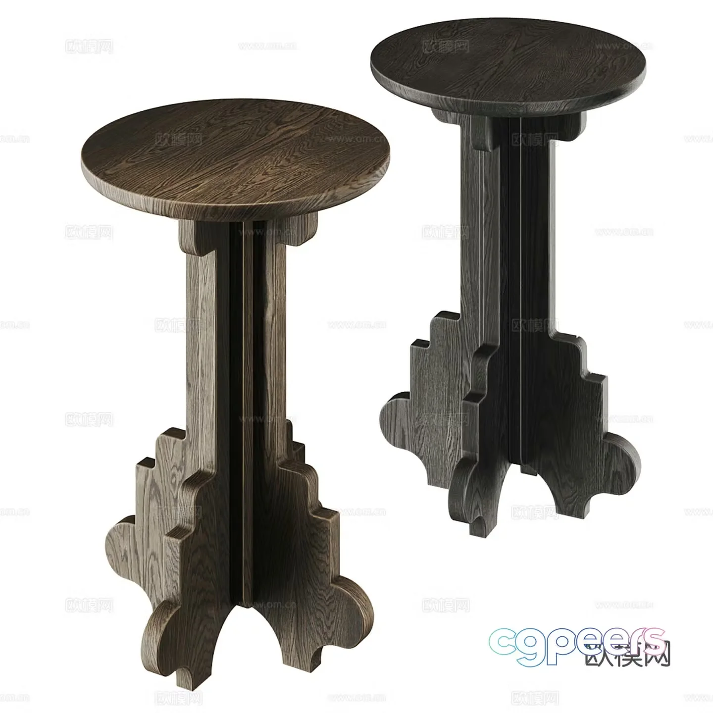 Medium style round table angle table side table 3D model