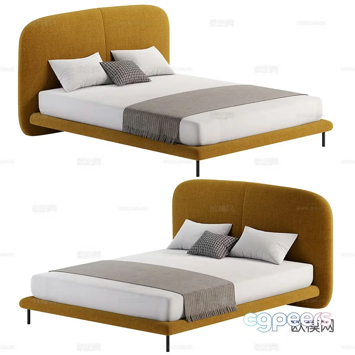 HC28 fabric double bed 3d model