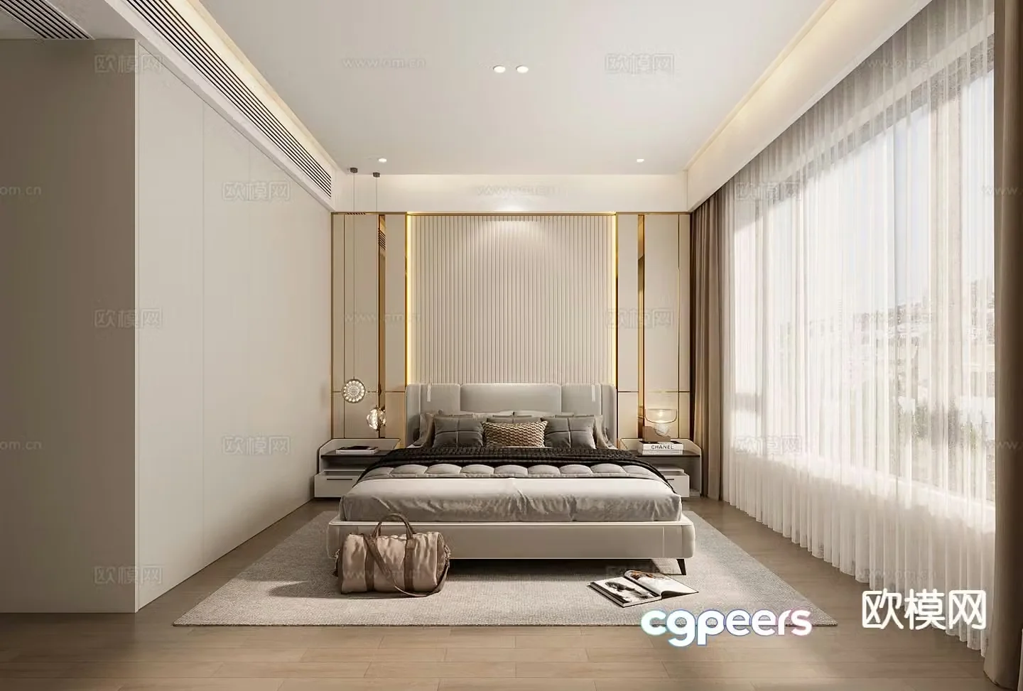 Light luxury bedroom master bedroom 3d model