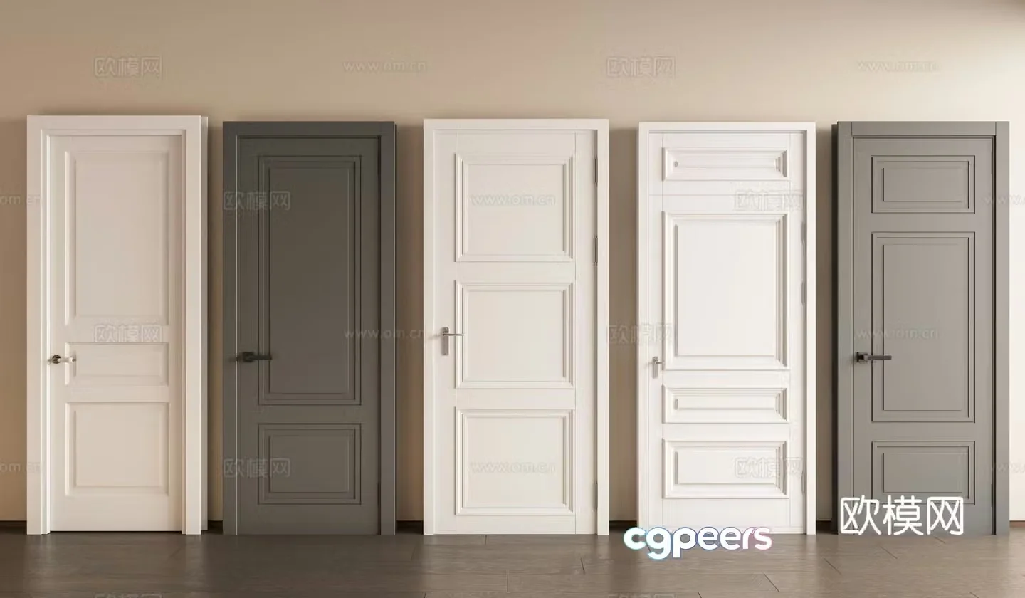 French door combination Bedroom door French single open French combination Single open Bedroom Kitchen and bathroom door 3D model