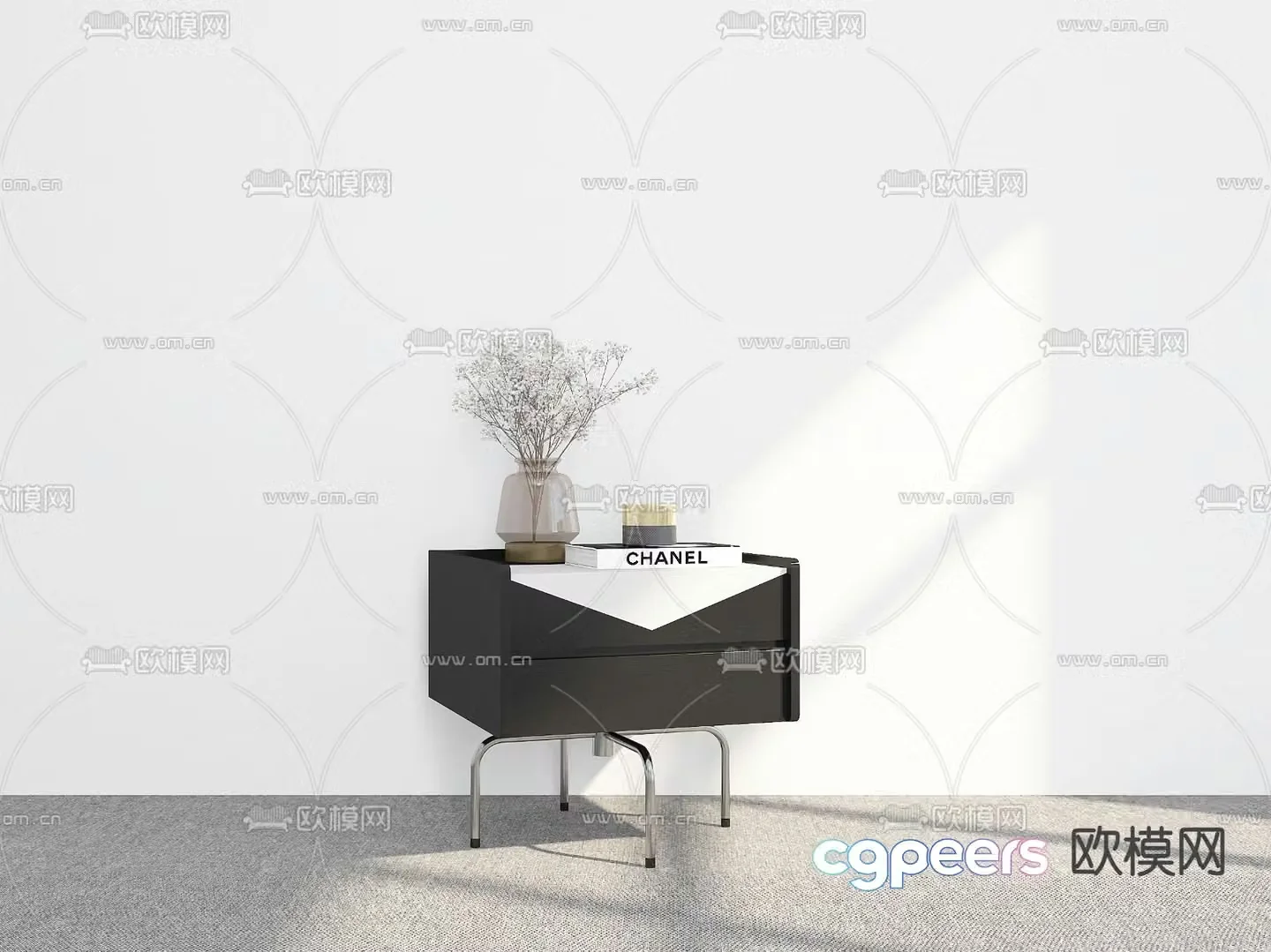 Modern bedside table side cabinet 3d model