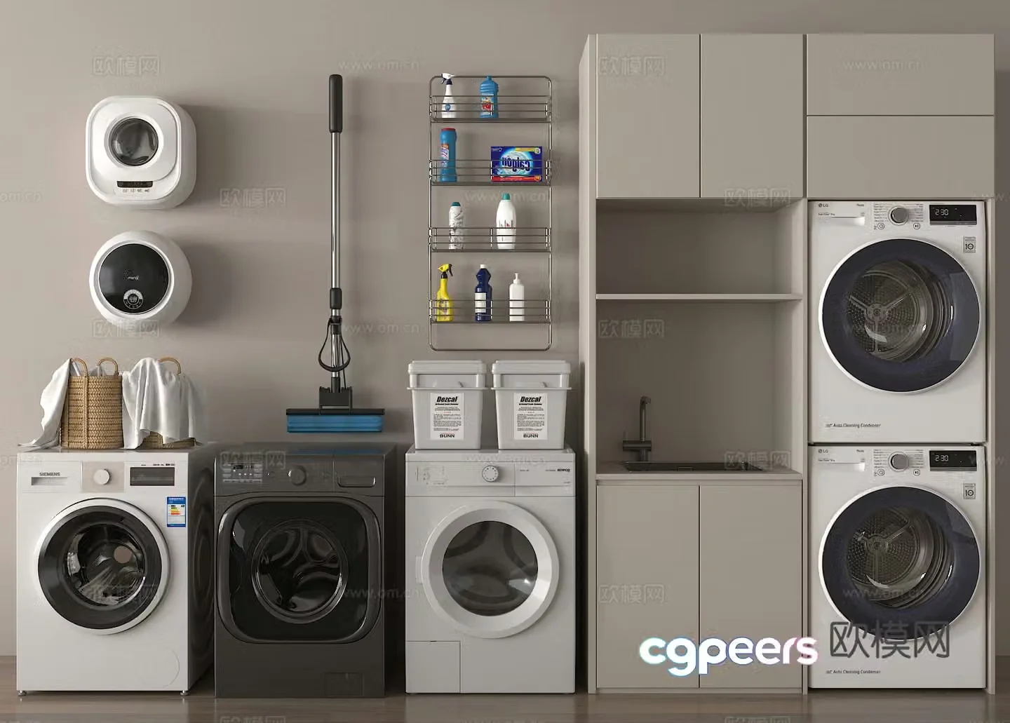Washing machine Washing cabinet Drying machine Wall-mounted washing machine 3D model
