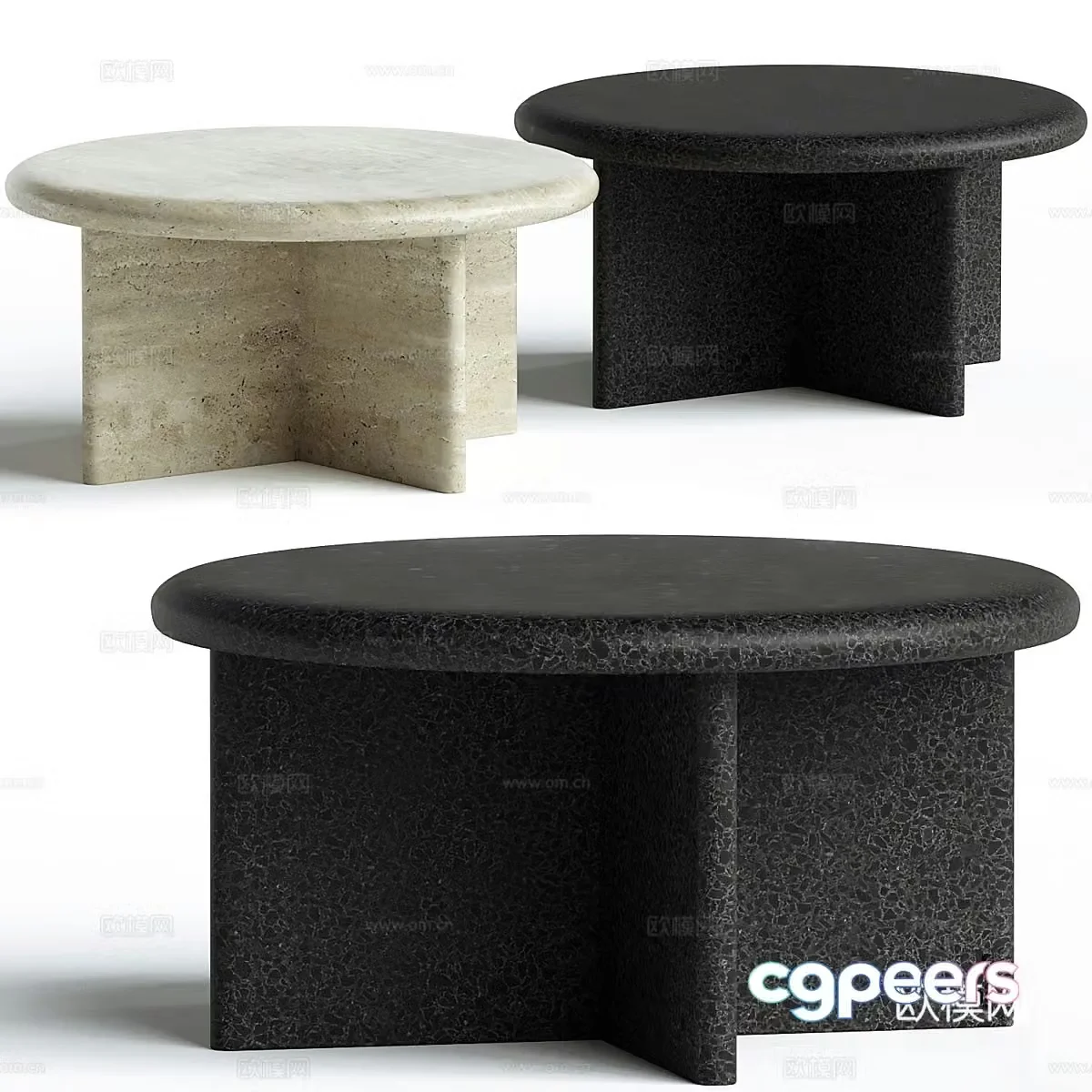 Modern round coffee table mother-child coffee table 3d model