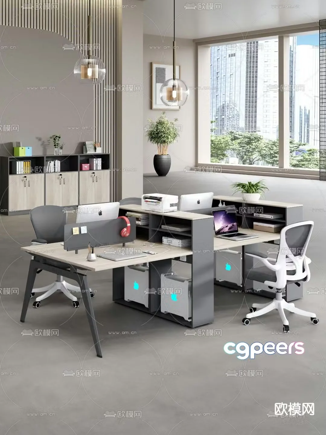 Card space desk work station post 3d model