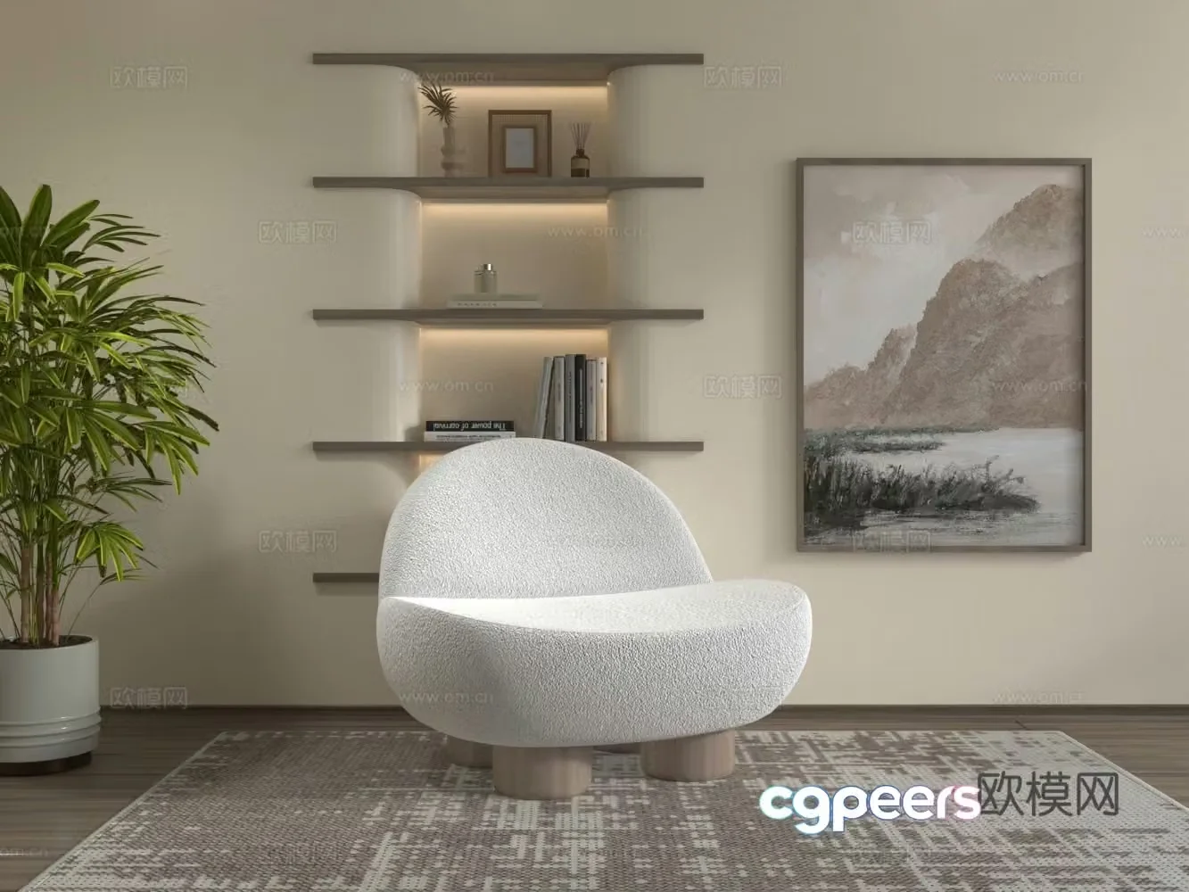 Modern single velvet sofa 3d model
