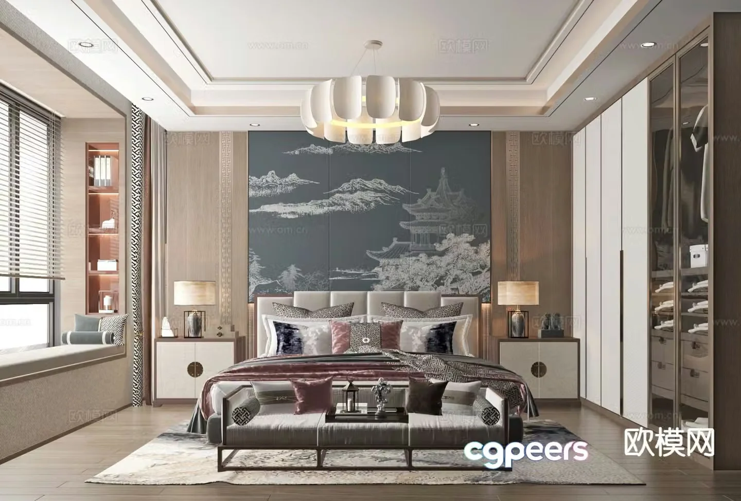 New Chinese style bedroom master bedroom 3d model