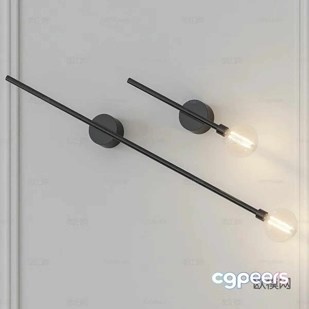 Modern minimalist long strip metal wall lamp 3d model