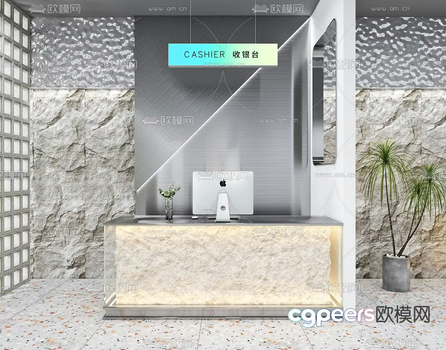 Front desk reception desk cashier desk service desk 3d model