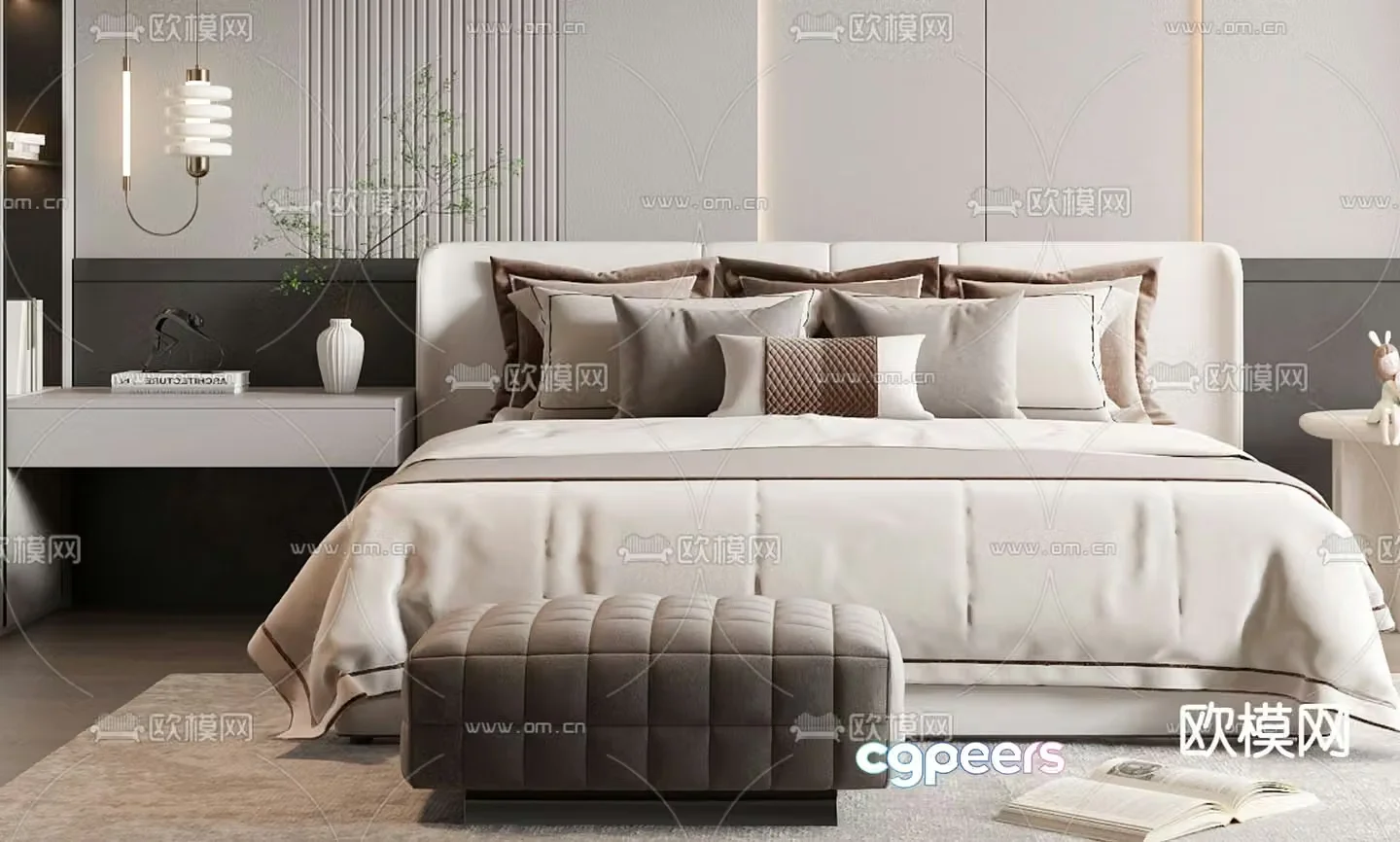 Modern double bed 3d model