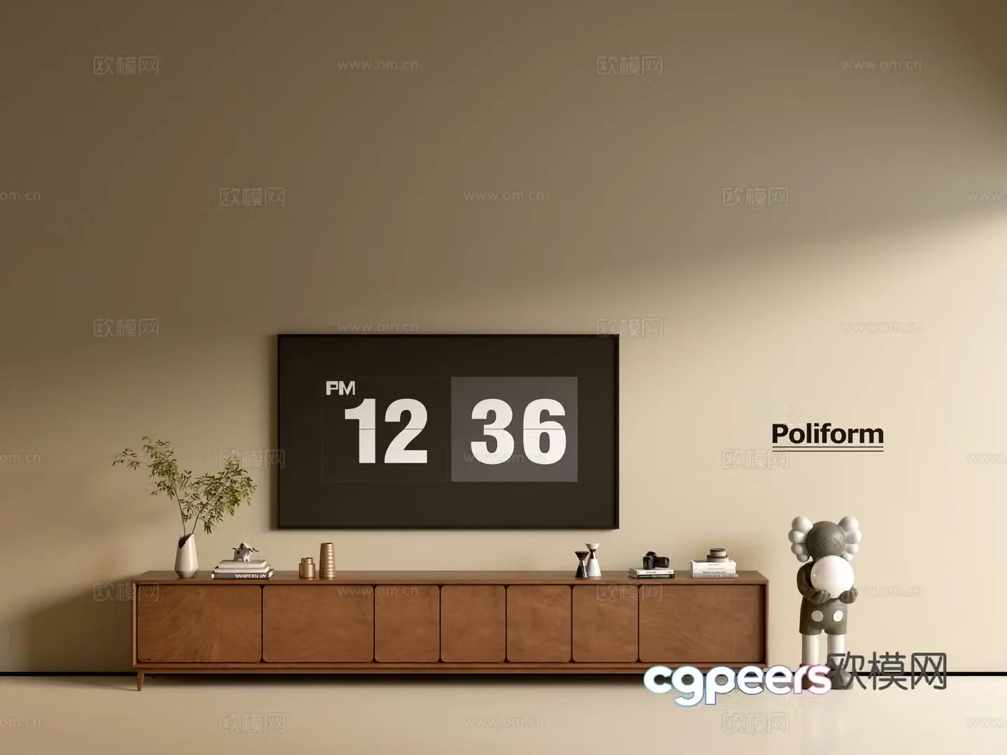 Modern wood grain TV cabinet simple side cabinet chest of drawers low cabinet whole cabinet side cabinet balcony 3D model