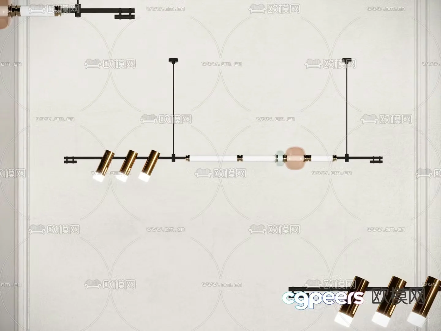 Light luxury chandeliers one-line chandeliers 3D model