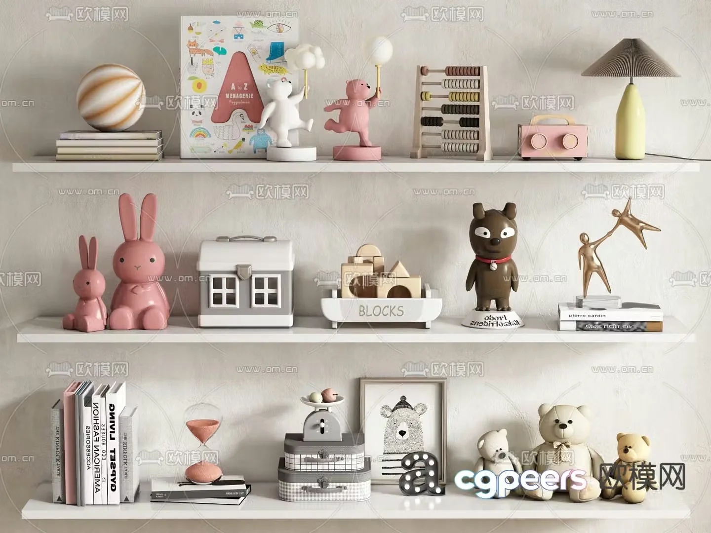 Children’s decorations ornaments toys books paintings hourglass 3D model