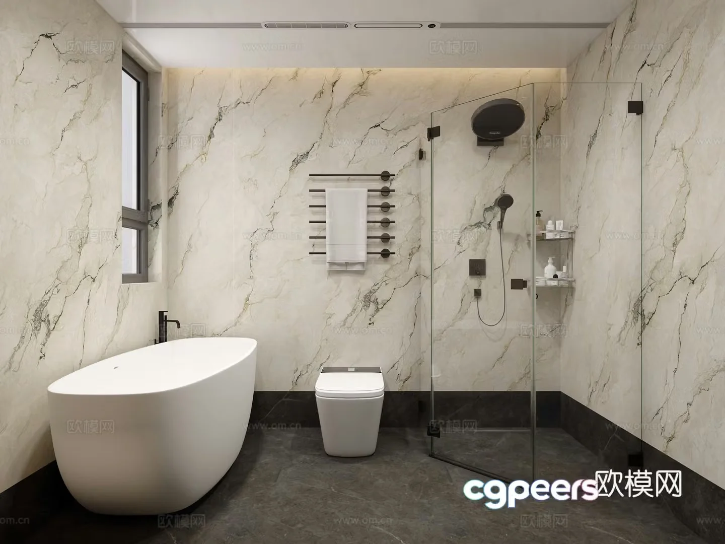 French retro bathroom French bathroom cabinet Bathtub Toilet Shower Room Concealed shower 3D model
