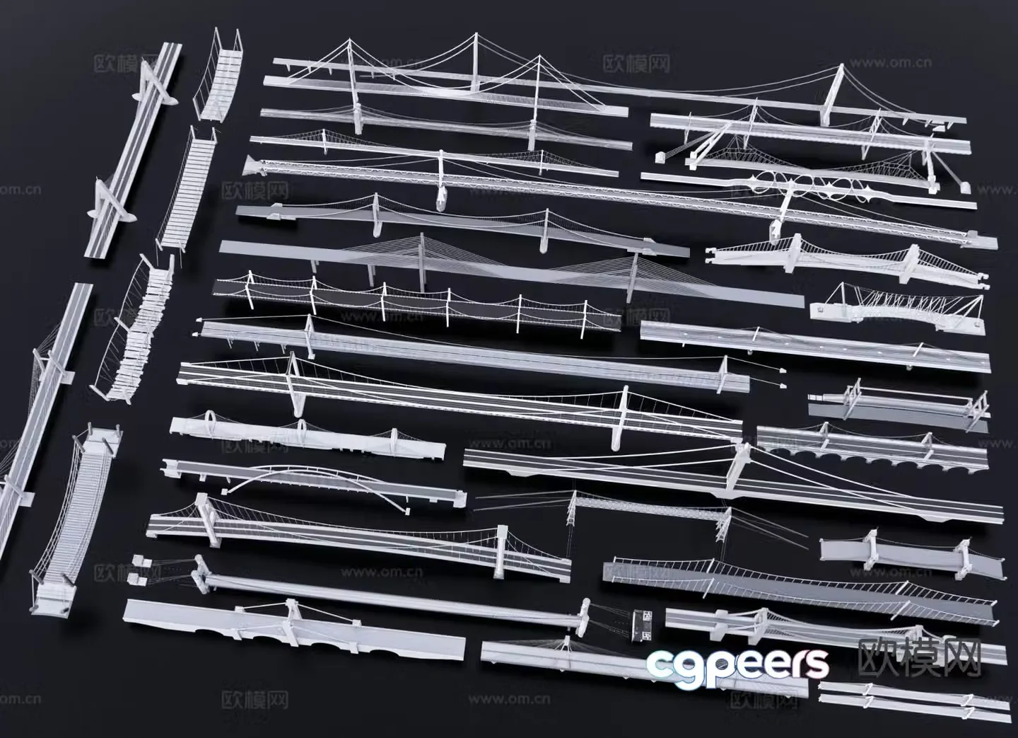 Modern suspension bridge cable bridge chain bridge cable bridge cable bridge cable chain bridge 3D model