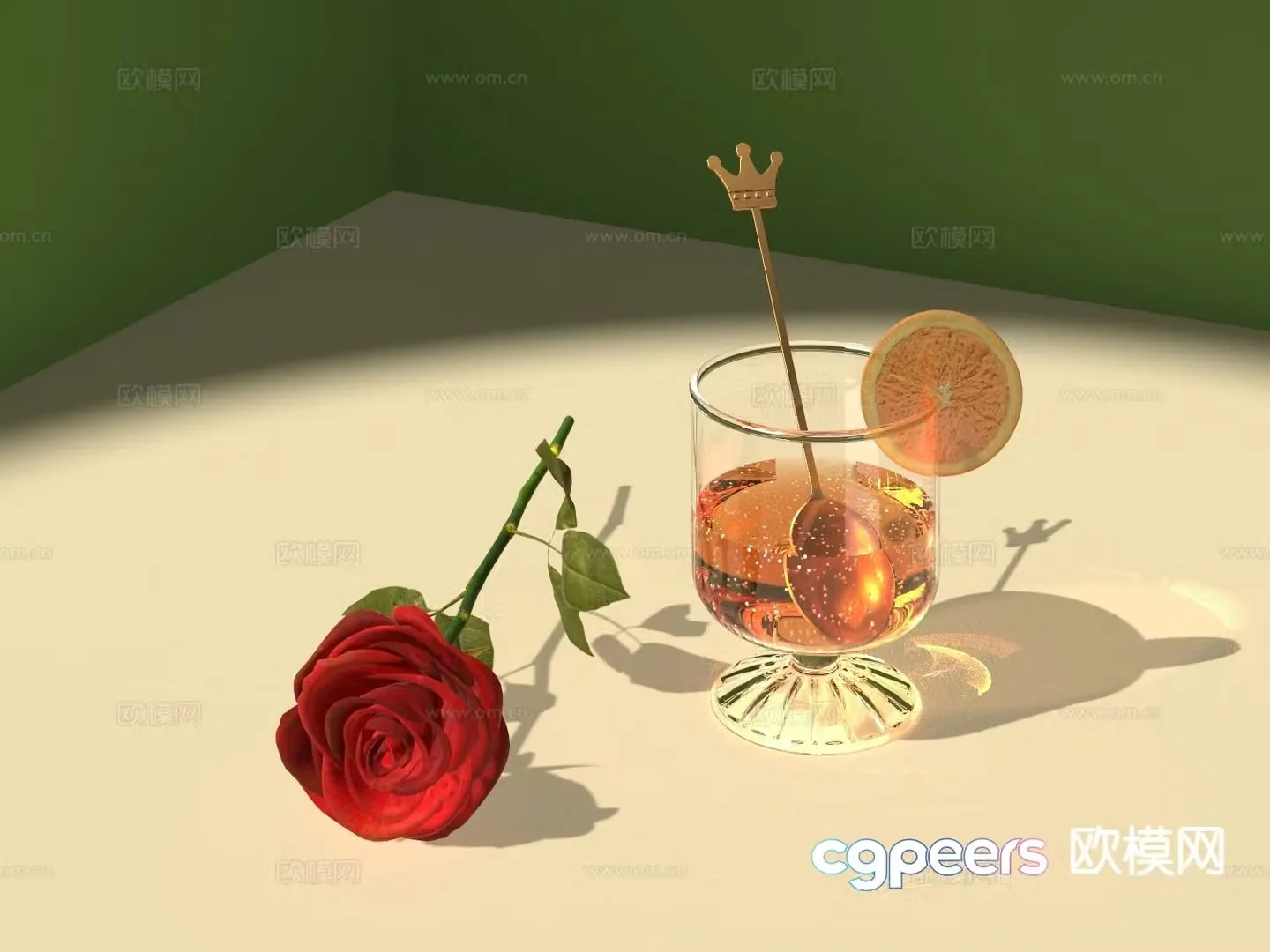Tea glass cup blunt red wine glass rose 3d model