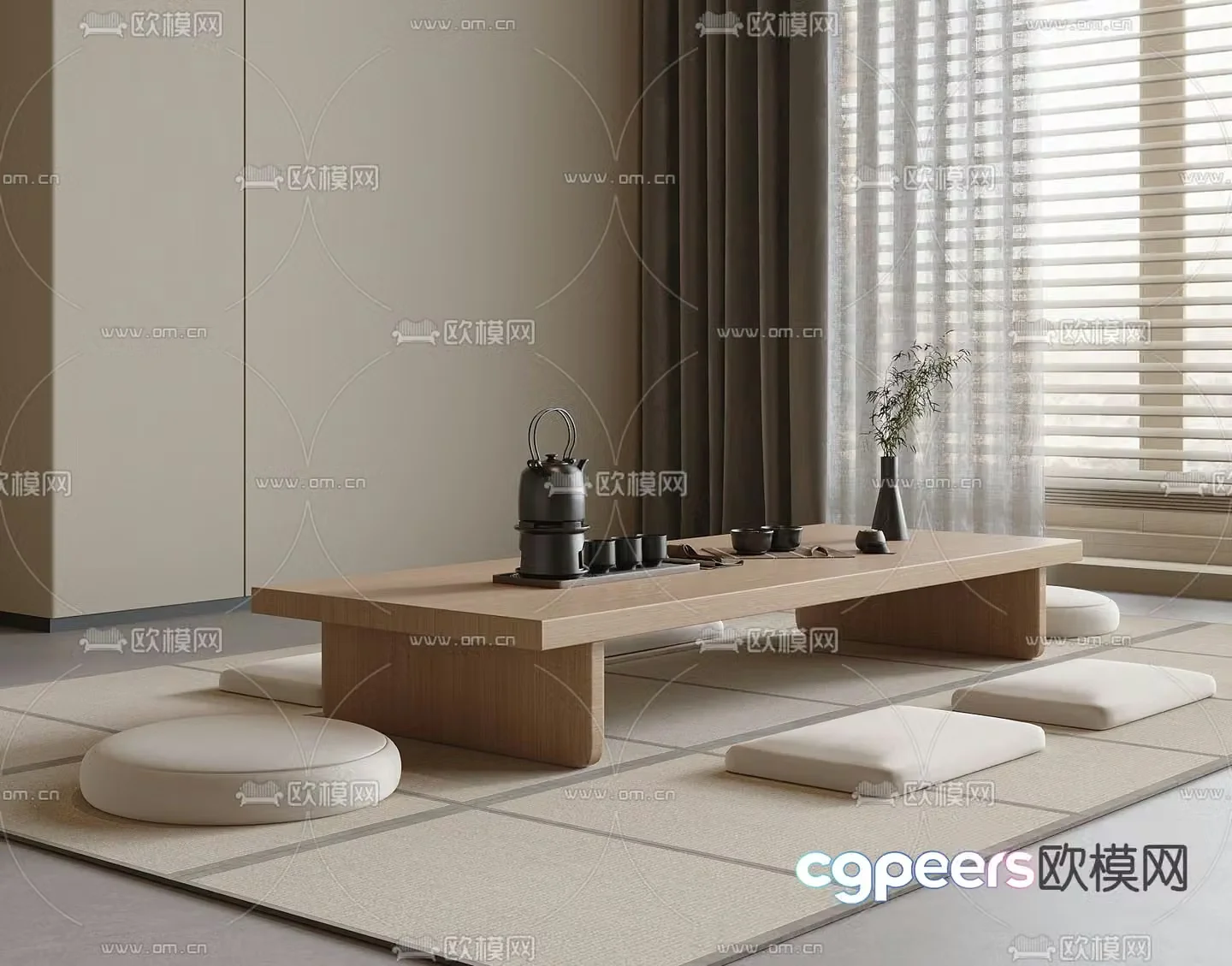 Modern tea table tatami tea table 3d model