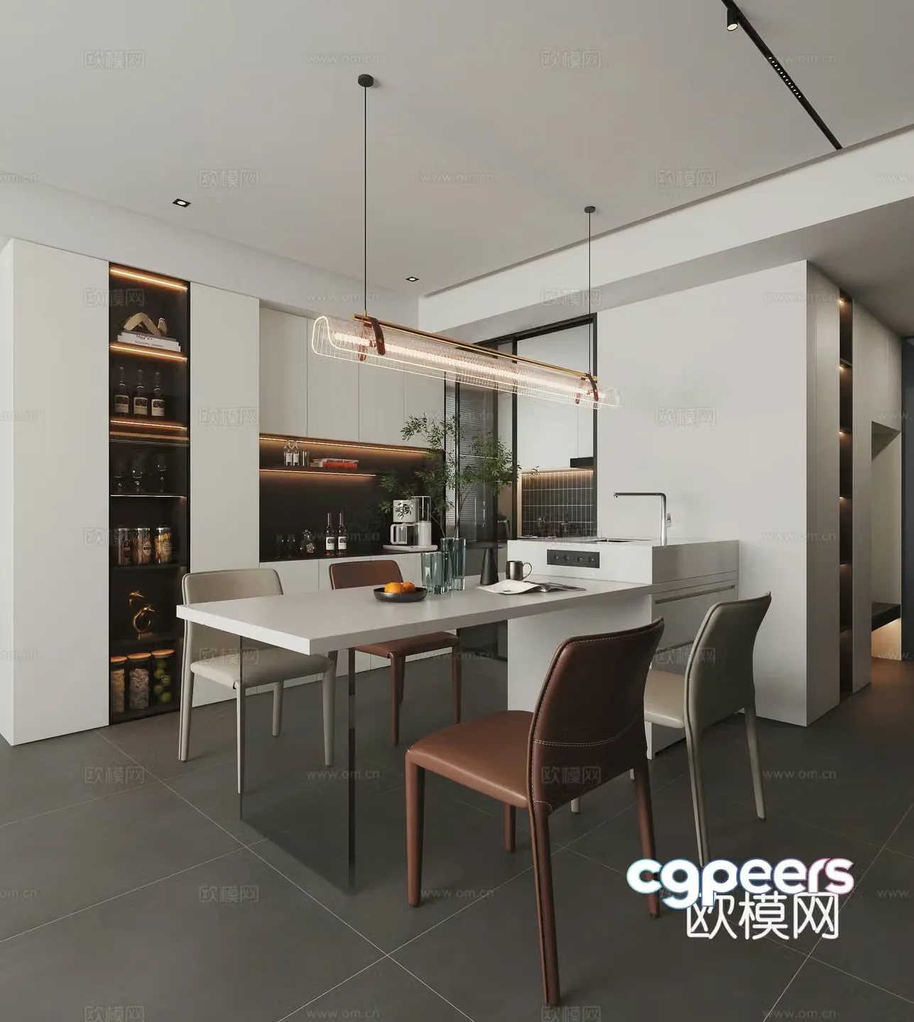 Modern restaurant wine cabinet Zhongdao restaurant kitchen sideboard 3d model