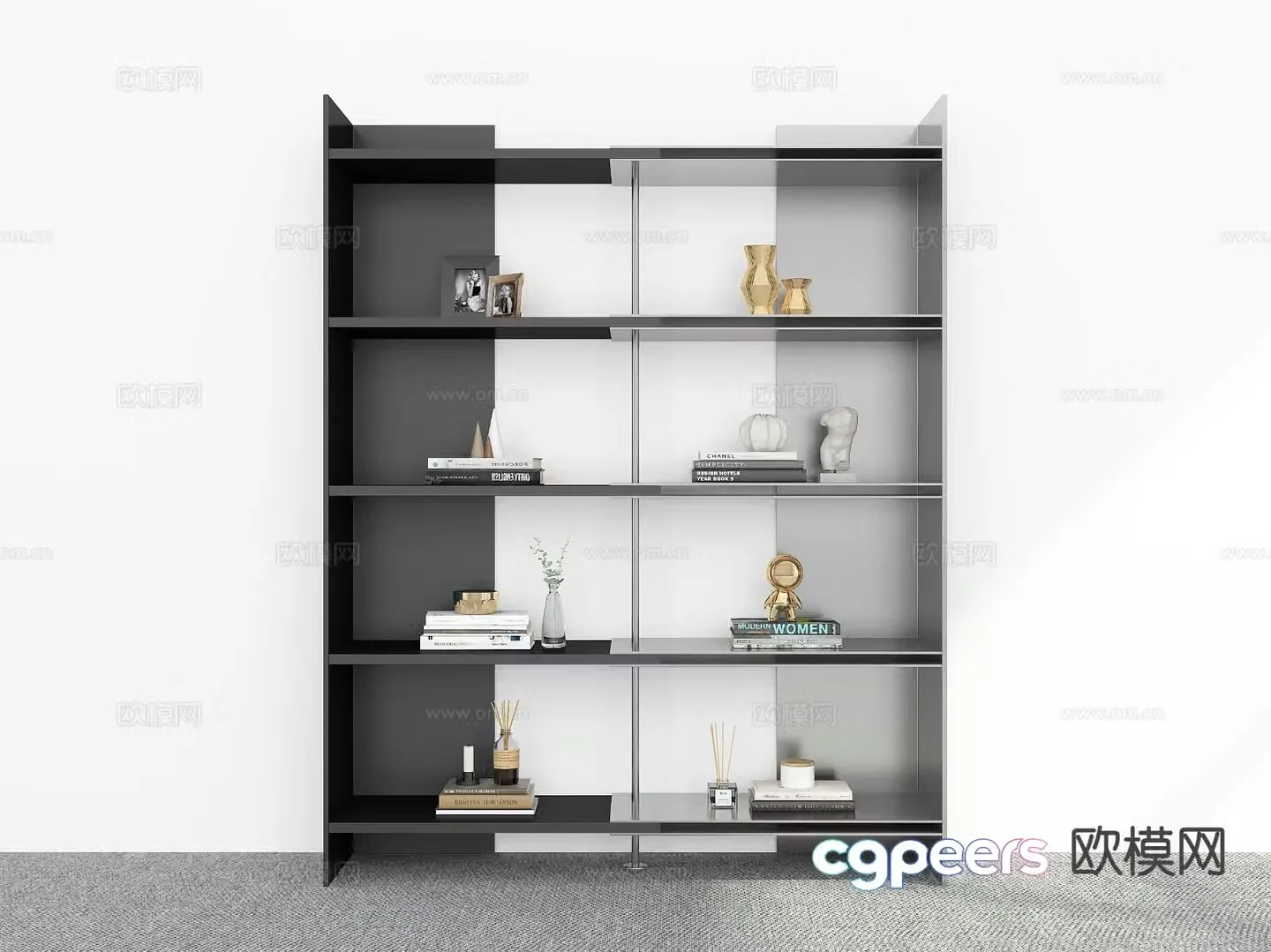 Modern bookshelf 3d model
