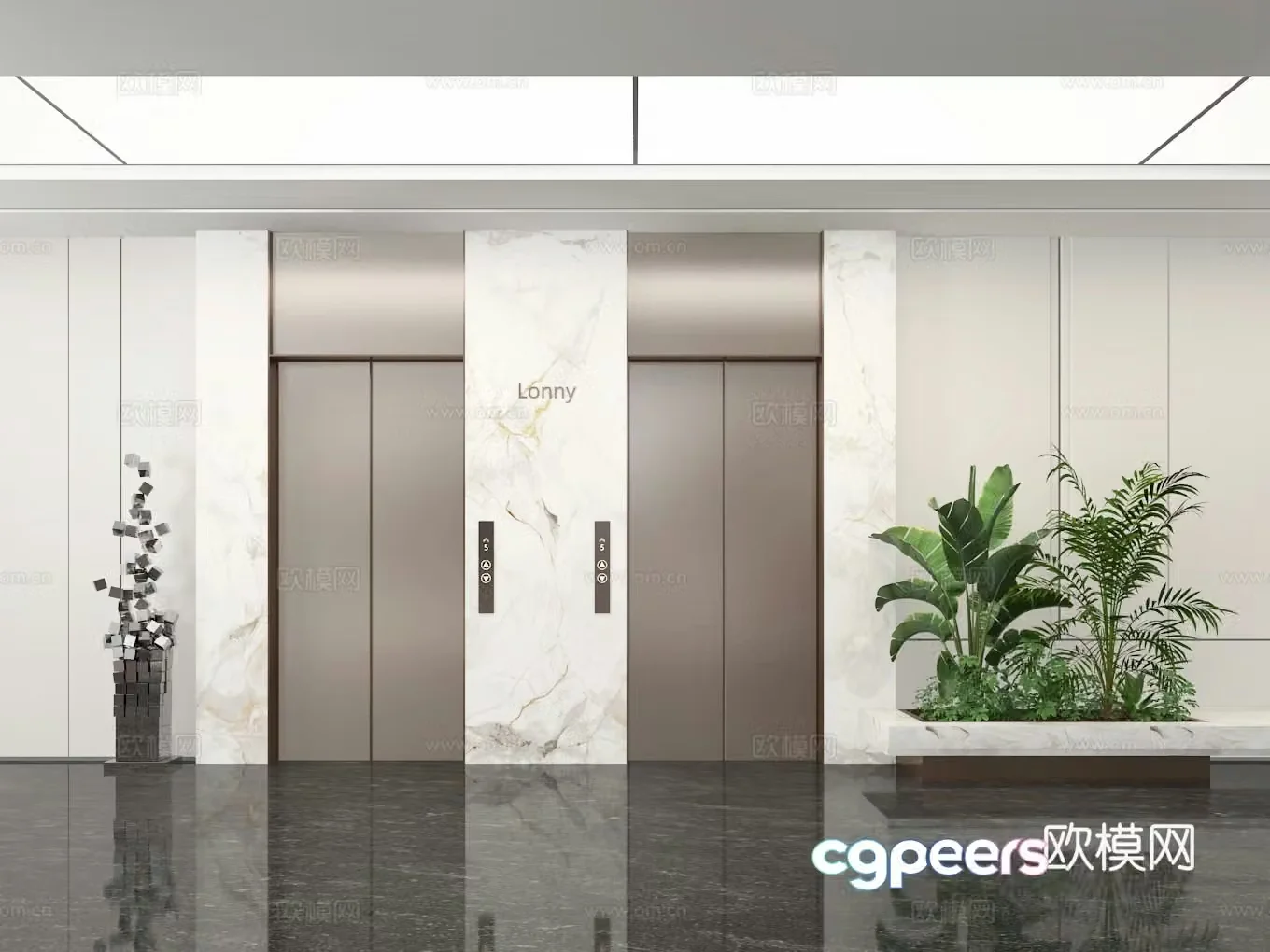 Elevator hall 3d model