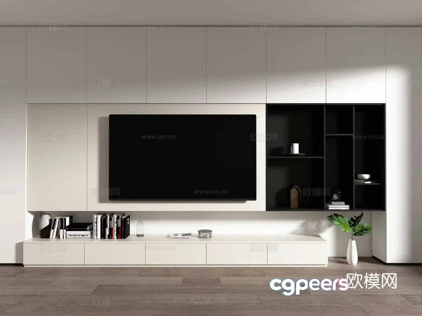 Modern TV background wall whole wall cabinet full wall cabinet 3D model