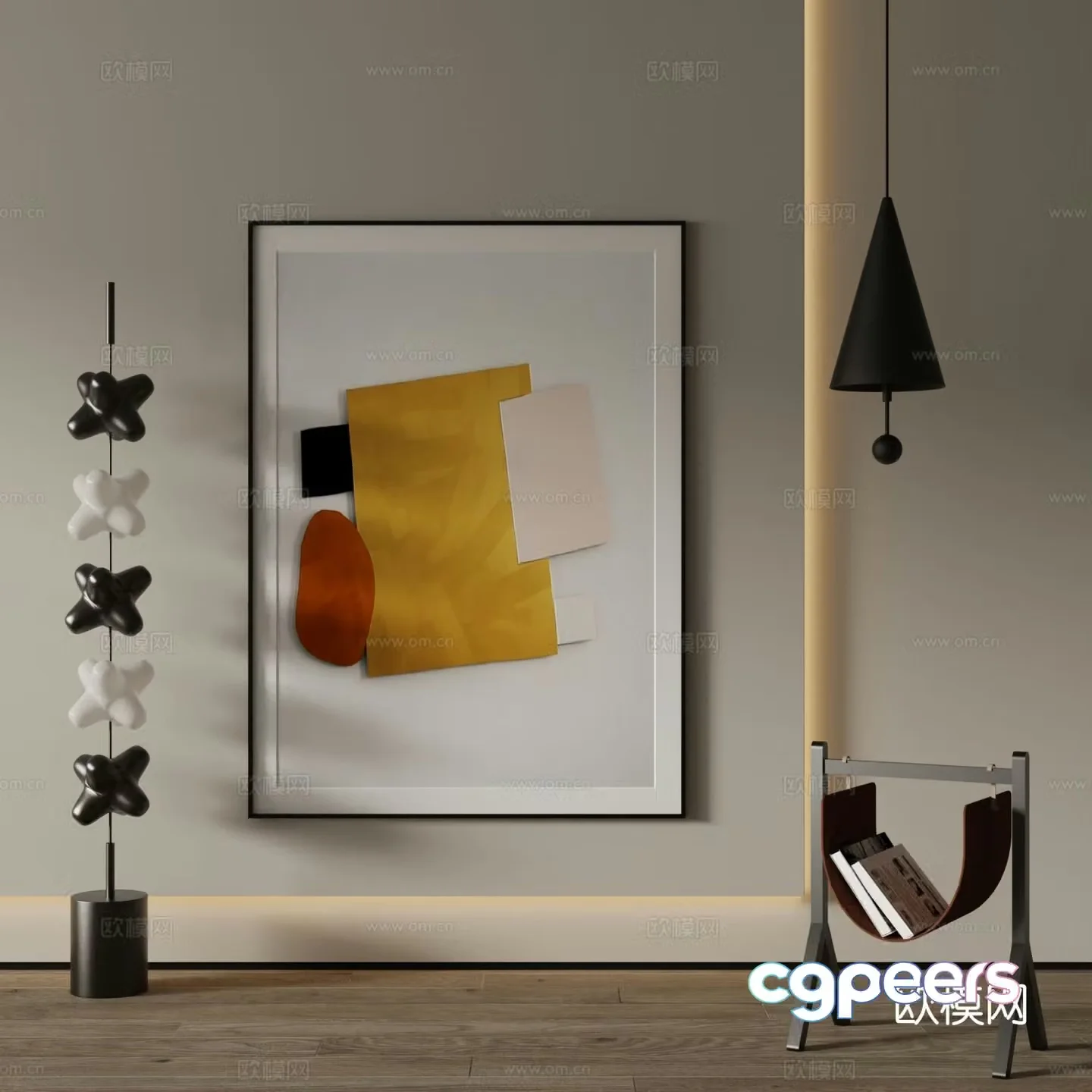 Modern decorative painting Abstract painting 3d model