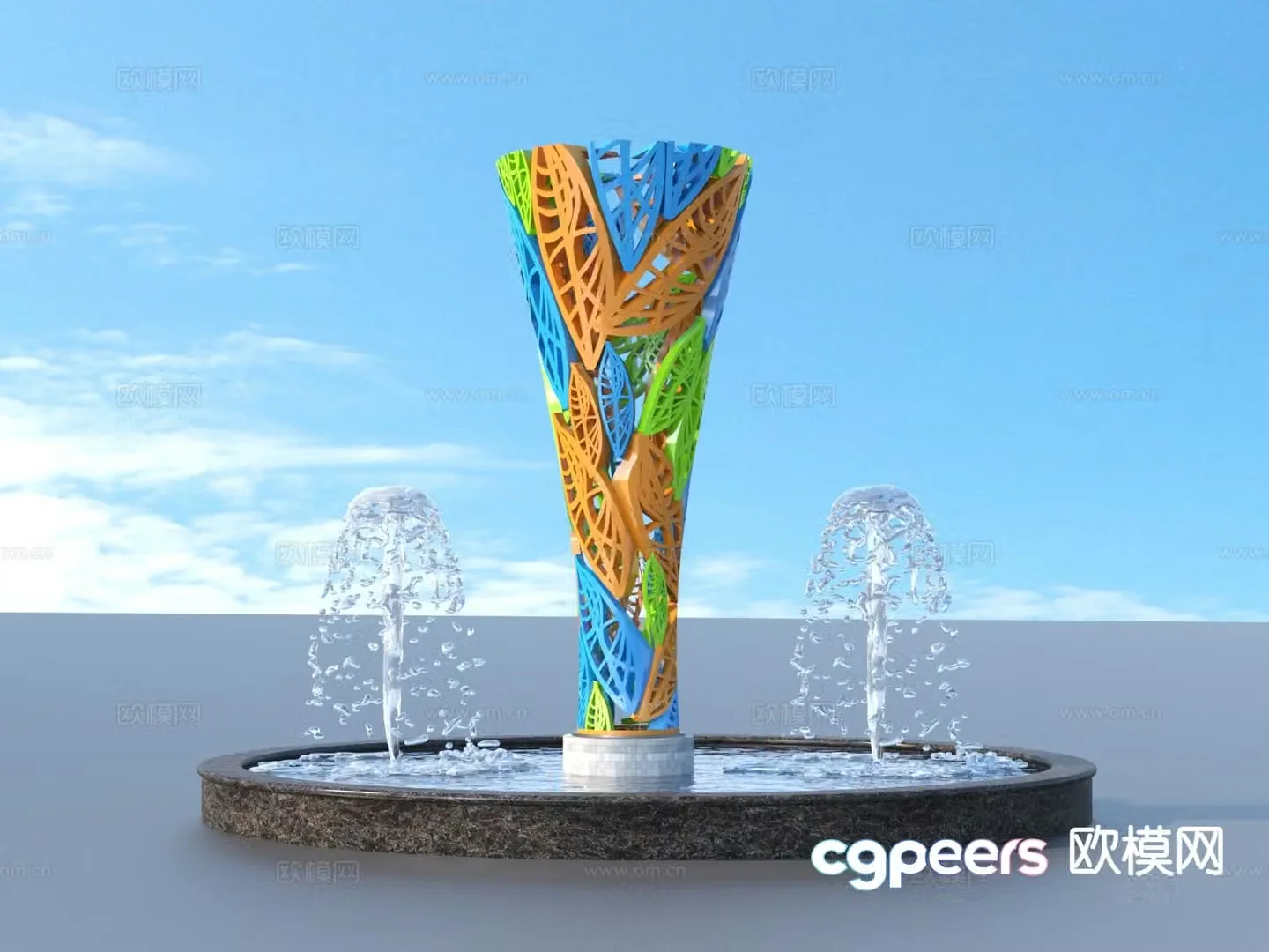 Urban sculpture water fountain landscape sculpture 3d model