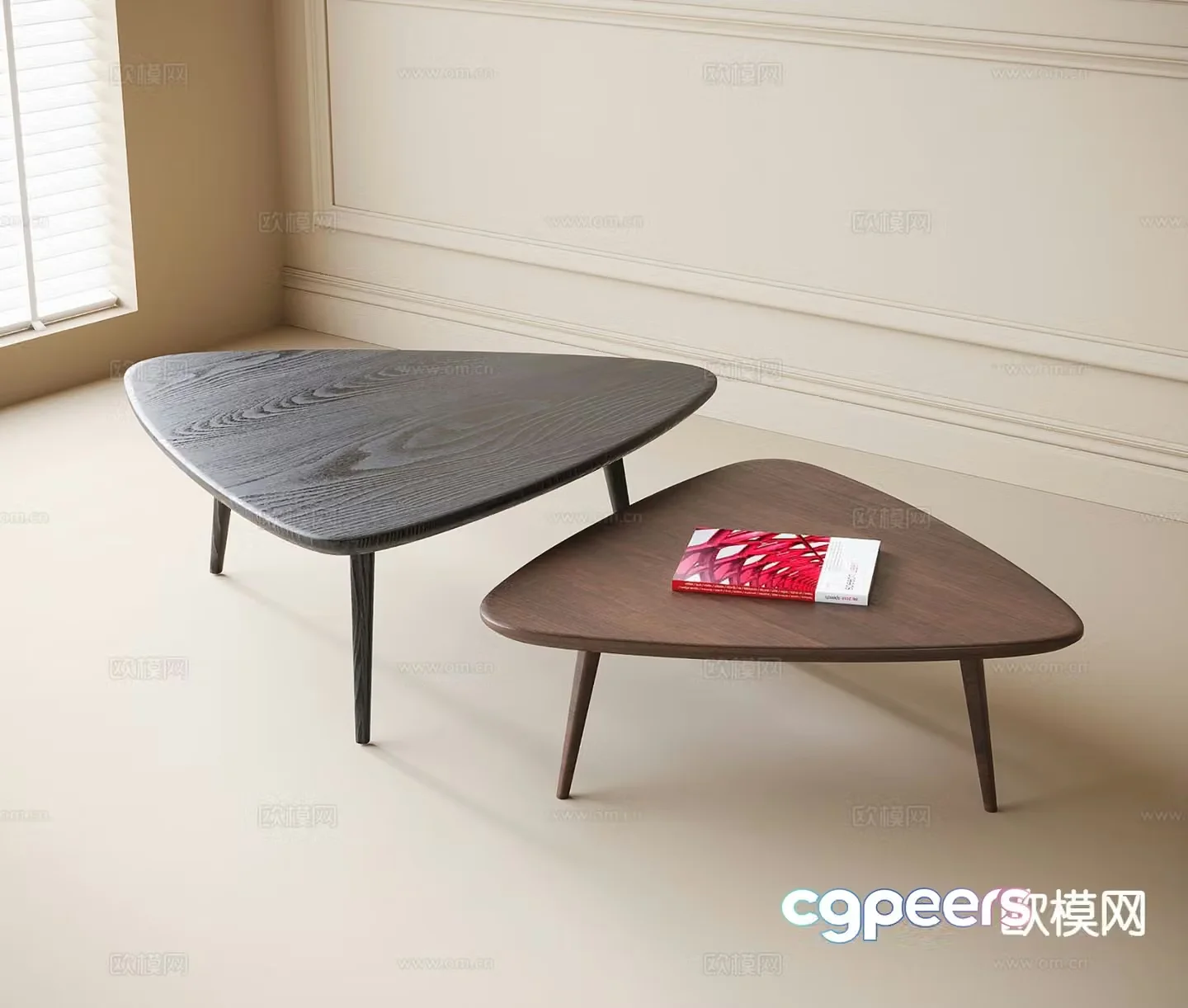 Solid wood coffee table mother-and-child coffee table 3d model