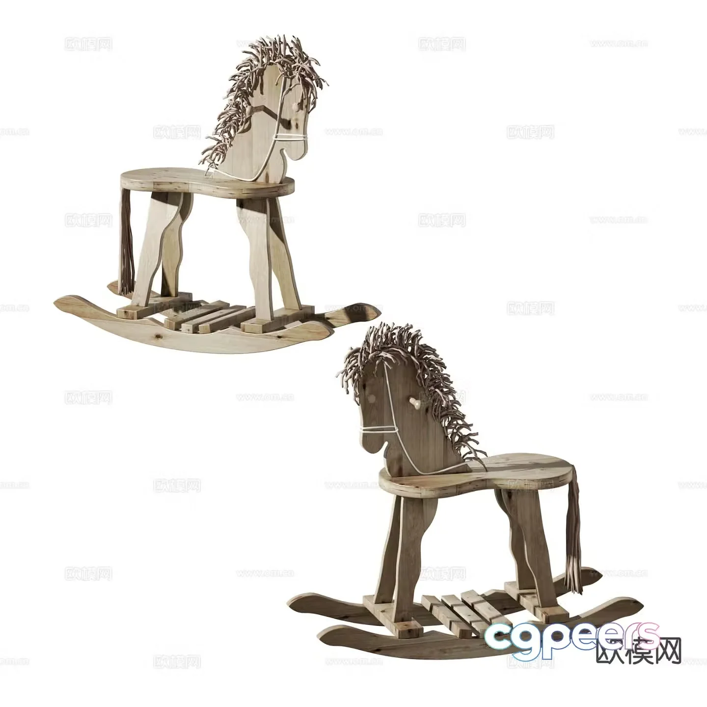 Children’s stool wooden horse stool rocking chair 3d model