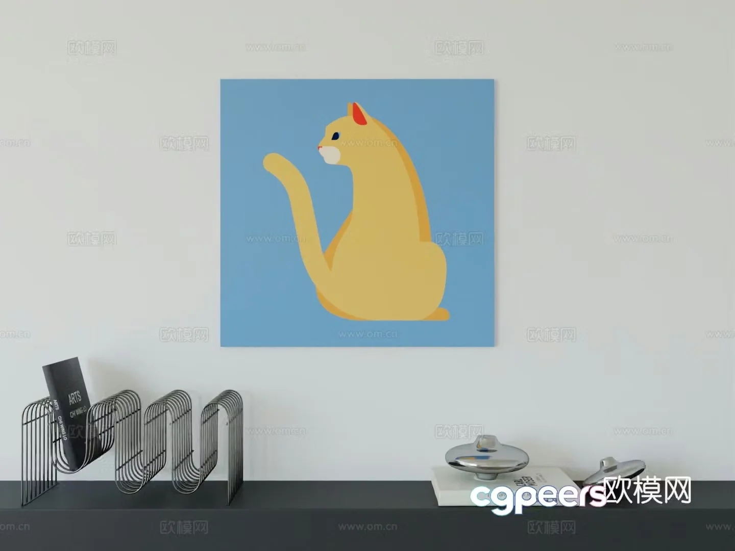 Modern minimalist cute cartoon character boy room girl room hanging painting 3d model