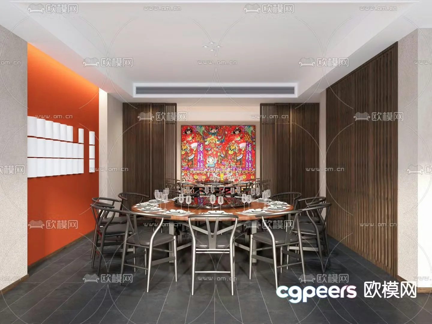 Chinese restaurant private room restaurant private room 3D model