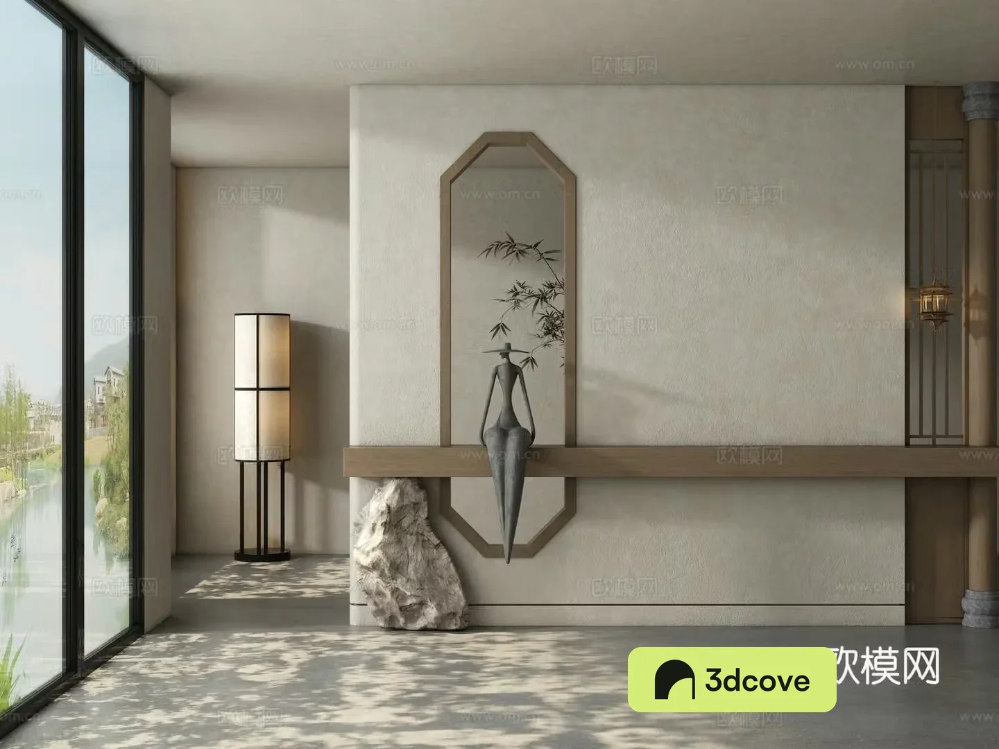 New Chinese style partition 3D model of entrance